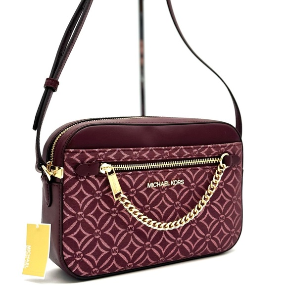 Michael Kors Large Jet Set Item EW Chain Xbody Crossbody Bag Ox Blood Multi - Picture 3 of 12
